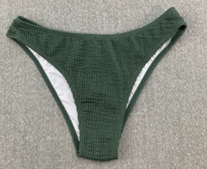 Crinkle Knit Bikini Tankini Swimsuit Bottom Women size Small Gray Green High Cut - Picture 1 of 11