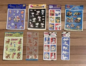 Lote de pegatinas vintage raras: Snoopy, Charlie Brown, Scooby Doo, Taz, 101 dálmatas - Imagen 1 de 3