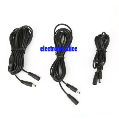 12V CCTV DC Power Cable Extension Cord Adapter Male/female 5.5mm x 2.1mm  1M 10M - Image 1 of 3