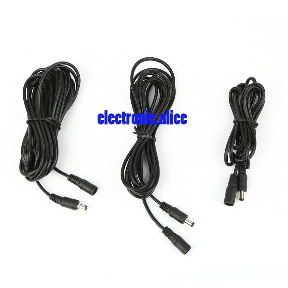 12V CCTV DC Power Cable Extension Cord Adapter Male/female 5.5mm x 2.1mm  1M 10M - Image 1 of 3