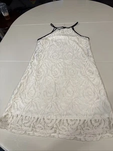 Monteau Lace Dress Women's XS White Ivory Illusion Hem Lined - Picture 1 of 11