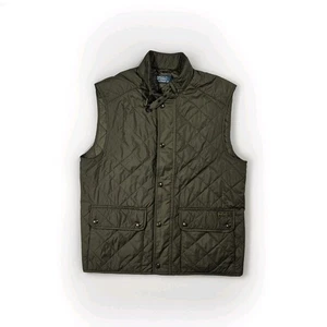 Polo Ralph Lauren Verde Oliva Acolchado Acolchado A Presión Chaleco de Campo L - Imagen 1 de 5