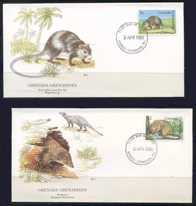Grenada Grenadines: 1990 Endangered Animals Audubon Society First Day Covers - Picture 1 of 1