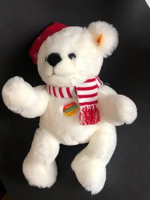 STEIFF Bär Teddy Cosy Friends weiß 020216 Knopf Fahne Anhänger Plüsch 37 cm groß - Bild 1 von 4