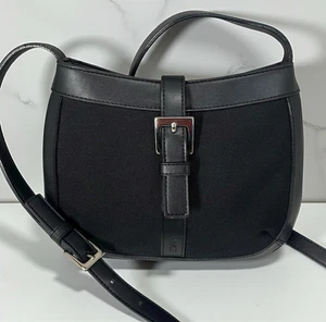Vintage 90er Y2K Esprit schwarz Kunstleder Canvas Crossbody Mini Tasche kleine Handtasche - Bild 1 von 12