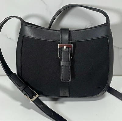 Mini Bolso Bandolera Pequeño Vintage Años 90 Y2K Esprit Negro Imitación Cuero Lona Foto 1 de 4