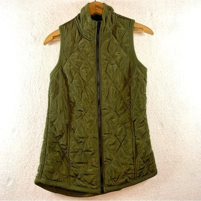 Colete acolchoado Karen Kane tamanho XS verde oliva com zíper utilitário forrado de lã confortável - Imagem 1 de 4