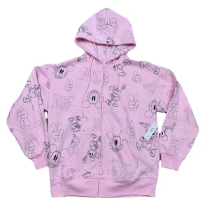 Disney Women's Mickey Mouse Pink Hoodie Jacket Embroidered Mickey Sz S NWT 🎄 - Picture 1 of 8
