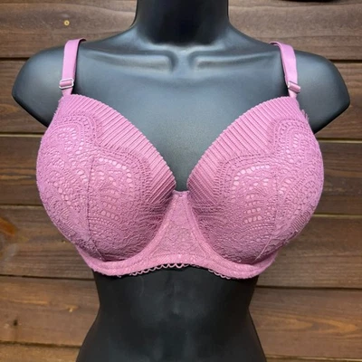 Victoria's Secret Dream Angels Lined Demi Bra 36DDD Pink Purple Lace Underwire - Image 1 of 4