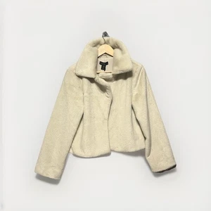 Abrigo chaqueta House of Harlow 1960 para mujer piel sintética talla pequeña crema marfil blanco - Imagen 1 de 12