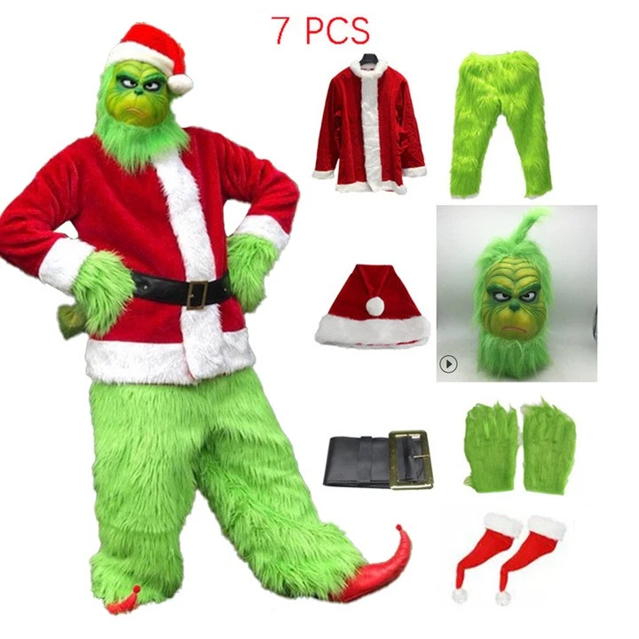 Disfraz Completo Navidad El Grinch Papá Noel Adulto Espesado TALLA: S - XXXL Foto 1 de 4