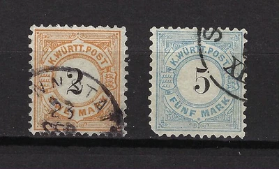 Alemania: Wurttemberg: Sc #71 y 72, usado, lote #328 Foto 1 de 2