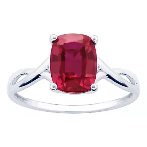 Anillo de rubí y diamantes de oro blanco 10K 2,14 quilates TW - rojo - Imagen 1 de 4