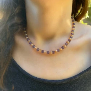 Collier Pierres Naturelles Perles Améthyste et Quartz - Idéal Cadeau - Foto 1 di 7