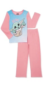Star Wars Mandalorian Girls Grogu Baby Yoda Fleece Pajamas Size 4/5 NWT - Picture 1 of 2