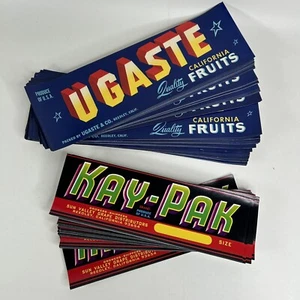Big Lot Vintage Fruit Box Crate Labels UGASTE & KAY-PAK California Unused 400+ - Picture 1 of 7