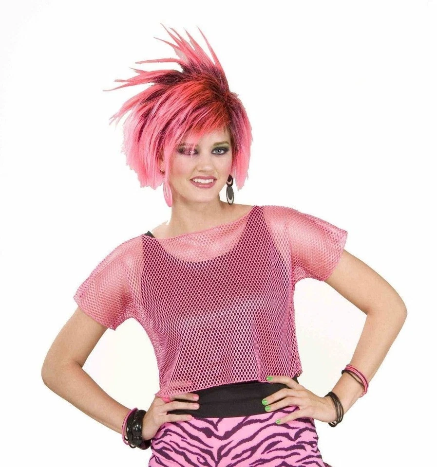 FORUM NEON 粉色 MESH TOP 衬衫 80 年代至 MAXX 成人服装配件 63101 — 第 1/1 张图片