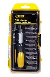 Empuñadura de acero DR65511 8 in. Juego de cuchillos deslizantes hobby negro 16 piezas, 657807655119 - Imagen 1 de 5
