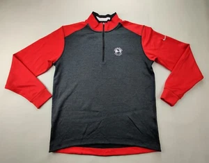 Nike Golf Men's Medium 1/4 Zip Charcoal/Red Tour Performance Dri-Fit Pullover  - Picture 1 of 10