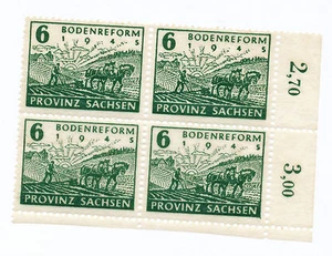 Provinz Sachsen 90 postfris blok van vier met plaatfout VIII (veld 45) - Bild 1 von 2