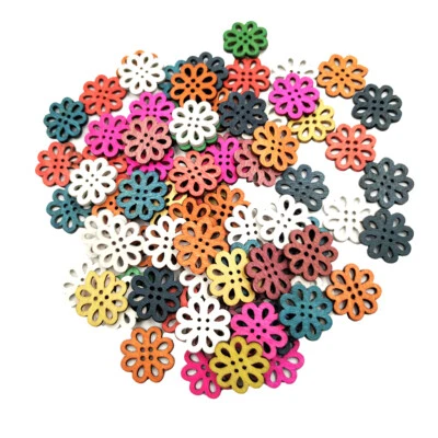 100pcs 4 Hole Flat Back Hollow Flower Buttons - Image 1 of 4