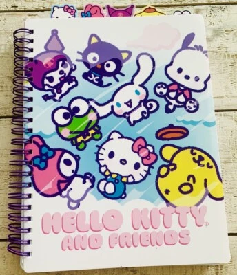 Hello Kitty Journal Diary 9x6” Tab Spiral Notebook Character Designs Ships FAST! - Image 1 of 4