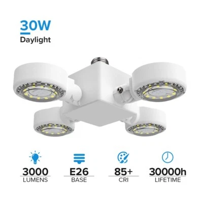 SANSI LED Garage Light 30W/60W Super Bright Work Shop Ceiling Light Bulb 5000K - Image 1 of 4