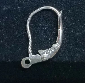 SINGLE Solid 950 PLATINUM LEVER BACK Twist Euro Earring 950 Setting CLOSED Ring - Picture 1 of 5