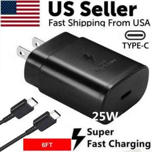 25W Type USB-C Super Fast Wall Charger +6FT Cable For Samsung Galaxy S20 S21 S22 - Picture 1 of 12
