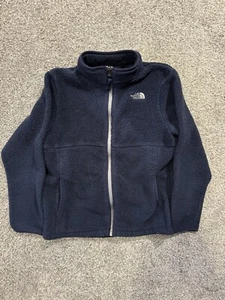 The North Face Jacket Boys L Blue Logo Regular Fleece Full Zip Coat Embroidered - Picture 1 of 9