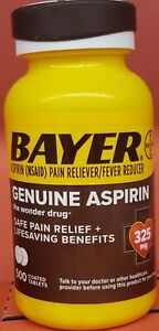 NIB Bayer Genuine  Aspirin Pain Reliever 500 coated tablets 325mg  EXP 3/25