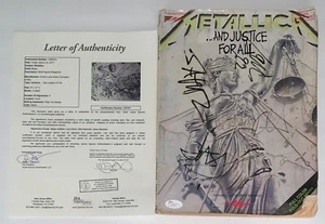 METALLICA X4 JAMES LARS KIRK & JASON SIGNED AND JUSTICE FOR ALL GUITAR BOOK JSA - Picture 1 of 5