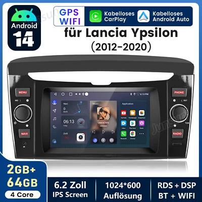 Für Lancia Ypsilon 2012-2020 Carplay Android 14 Autoradio GPS NAVI DAB+ FM 2+64G - Bild 1 von 4
