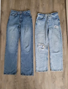 2er Damen Jeans Hose Wide Leg Gr 36 / S Straight fit & Cropped mit hohem Bund - Bild 1 von 2