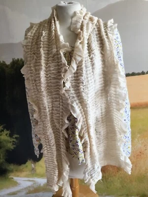Écharpe foulard 85 % laine Ralph Lauren beige clair en TBE. - Photo 1/4