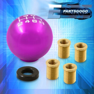 Universal 12X1.25mm 6-Speed Round Shift Shifter Knob Threaded Automatic Purple Foto 1 de 3