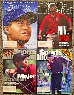 4 Sports Illustrated Magazines Tiger Woods Golf 1996 1997 1999 2000 - Image 1 of 4
