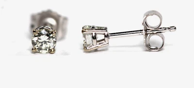 *¡Nuevo!! Aretes de diamantes naturales VS-2/I-J de 0,30 quilates TW de oro blanco sólido de 14 quilates Foto 1 de 4