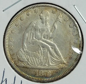 1873 Seated Liberty Half Dollar Beautiful Coin Rare Date * SLIGHTLY ROTATED REV* - Picture 1 of 4