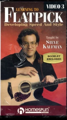 STEVE KAUFMAN GUITAR GUITAR INSTRUCTION VHS Flatpick Video Tape with Booklet NEW - Image 1 of 2