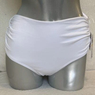 Pantalones de baño convertibles Anne Cole cintura media alta fruncidos blancos NUEVO Foto 1 de 4