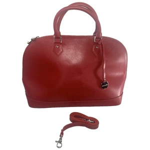 Pulicati Saffiano Leder Kuppel Umhängetasche rot 14"x10,5" Italien Tasche Beuteltasche EUC - Bild 1 von 17