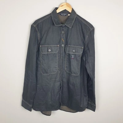 Sobrecamisa Diesel Para Hombres XL Azul Denim Camisa Utilidad Bolsillos Informal Chamarra Foto 1 de 4
