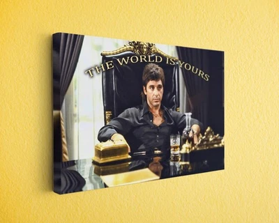 Arte de pared en lienzo The World Is Yours - Impresión decorativa inspirada en la película Scarface Foto 1 de 4