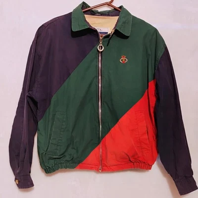 Chaqueta cortavientos deportiva vintage Regatta talla mediana bloque de color algodón años 90 abrigo B Foto 1 de 4