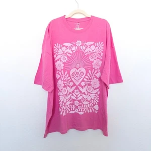 Natural Life Womens Oversized T-Shirt Size XXL Pink Floral Graphic Boho Hippie - Picture 1 of 4