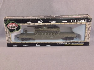 HO Scale US ARMY 50' Flat Car w/M-47 Patton Tank Green Model Power NIB 99160 - Picture 1 of 6