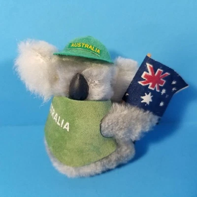Vtg Koala Bear Plush Clip On Hugger I Love Australia Flag Grabber Pencil Gripper - Image 1 of 4