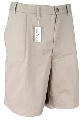 NAUTICA Mens Beige EVENING CHINO SHORTS KHAKIS Pleated - Waist 44" - RRP £69 - Image 1 of 4