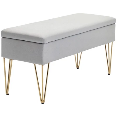 HOMCOM Panca Contenitore Fondo Letto in Tessuto e Acciaio Grigio Chiaro - Immagine 1 di 4